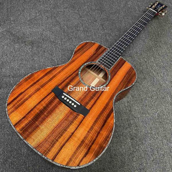 Grand OM Guitar Solid KOA Back Side Acoustic Guitar, Customized Logo on