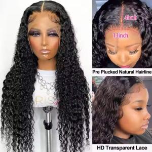 China Deep Wave 360 HD Lace Front Human Hair Wig Brazilian Curly Preplucked Wig factory