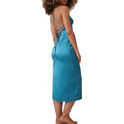 Backless Satin Slip Dress Trendy Split Hem Strap Detail Custom Sexy Party Dress for Women