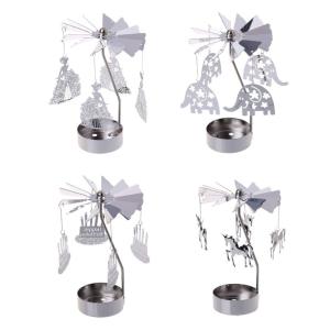 Christmas Santa Claus Snowman Deer Rotary Spinning Carousel Swivel Tealight