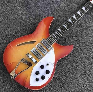 China Orange burst 12 strings Ricken 360 model Electric Guitar,Factory custom hollow body Rick Jazz Guitar factory