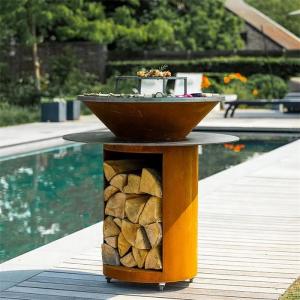 China Double Layered Plancha Barbeque Grill Charcoal Corten Steel BBQ Fire Pit factory