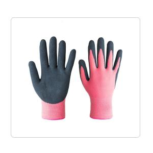 China Gardening Cleaning Sandy Latex Palm Coated 15 Gauge Nylon Spandex Gloves factory