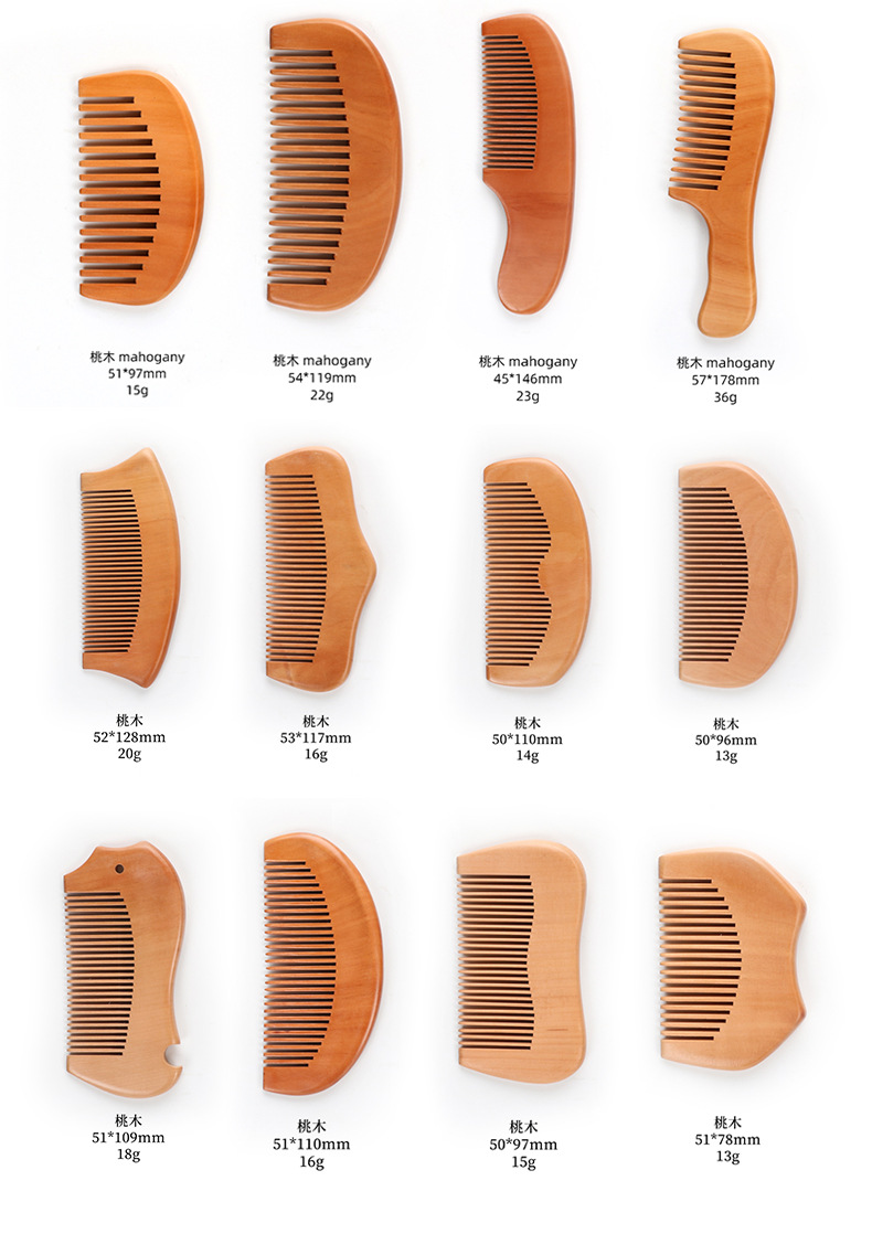 Natural Pear Wooden Hair Comb Hair Care Tools Double Sided Home Use