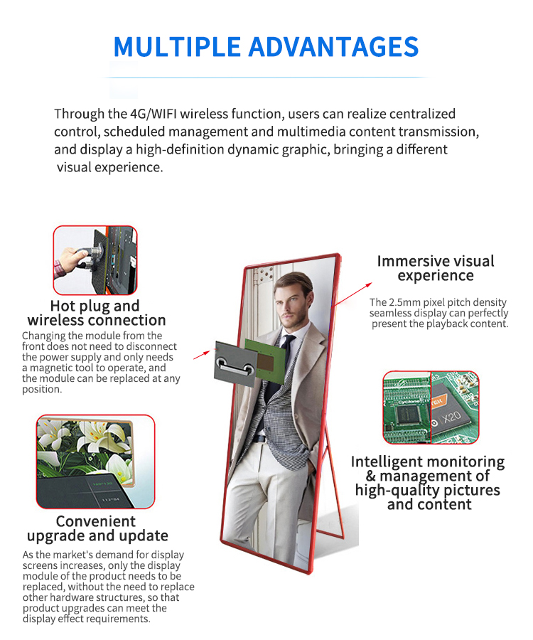 Portable Smart Advertising LED Poster Display HD Video Mirror LED Screen LED Display