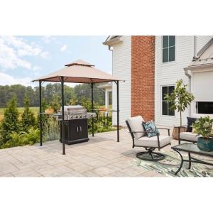 China Outdoor Patio Grill Gazebo Tent AJUNION 5x8 Double Tiered BBQ Canopy with Steel Frame factory