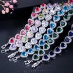 Elegant Prom Party Bracelets Jewelry Heart Shape Bracelets Blue Purple Red Green