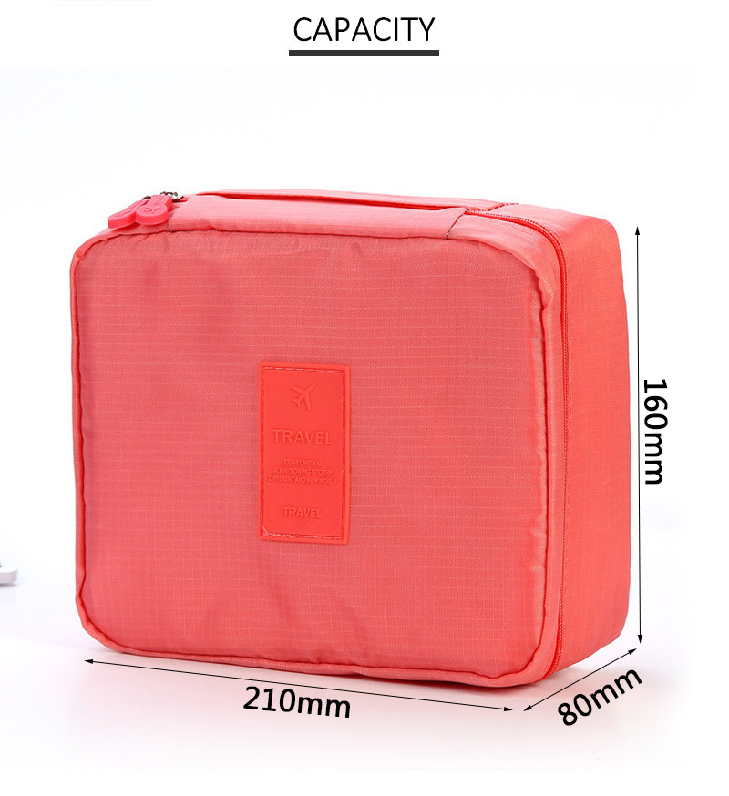 Zipper Closure 21*8*16cm Solid Color Cosmetic Storage Bag