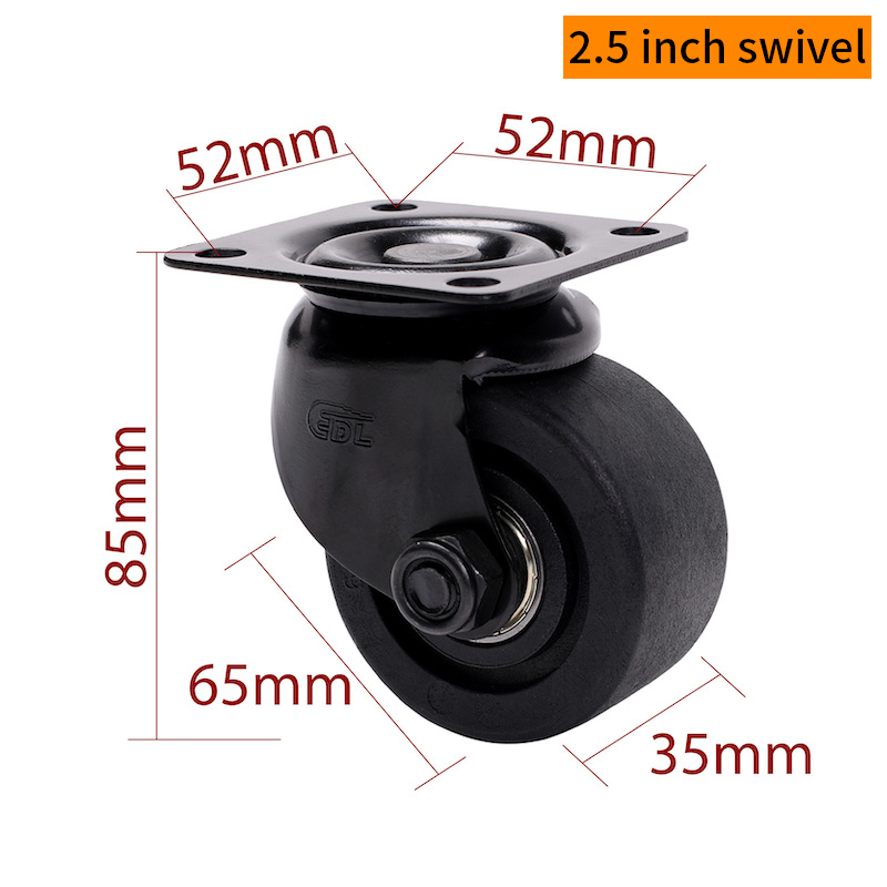 EDL 2.5 Inch Plate Heavy Equipment Casters M4125P-16 By Rigid Swive Brake Type