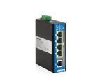 5-port 100M Layer 2 Unmanaged Industrial PoE Switch – 40~75℃ PoE+ 12~48VDC