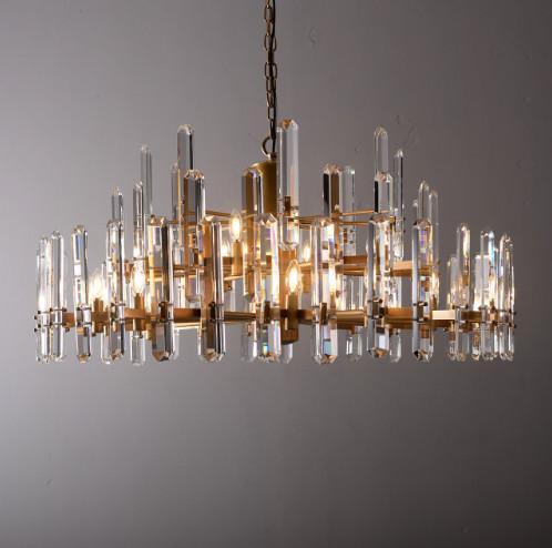 Customizable Color Bloomington Round Chandelier Brass Crystal Demension D 120cm