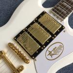 New style SG electric guitar, 3 pickups, Tremolo system,White electric guitar