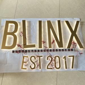 Gold Brush SS Illuminated Channel Letters Logo Sign Highspan