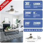 220 Volt Dimmable Retractable Ceiling Fan Light Remote Control