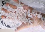 Embroidery Pearl Floral Corded Lace Fabric , White Bridal Lace Fabric With