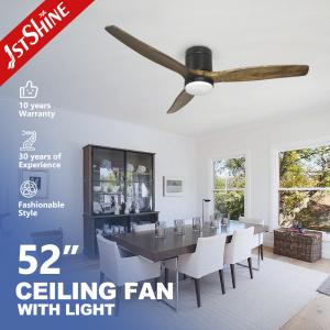 China Lower Noise 1stshine Natural Wood DC Ceiling Fan with 3 Blades and 15W LED Light factory