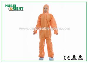 China SMS Protective Orange Disposable Coveralls/Disposable Hazmat Suits For Laboratory/Factory factory