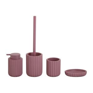 China Vertical Stripe Polyresin Bathroom Sets pink color with round shape factory