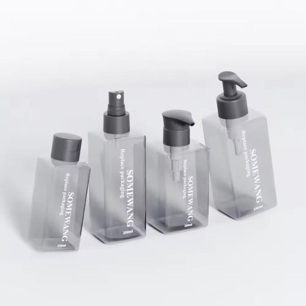 Transparent PET Pump Bottle Square Empty Shampoo Containers Luxury