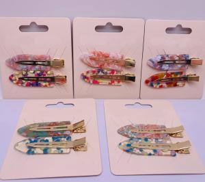 China Summer Seamless Acrylic Resin Hair Clips , Transparent Duck Bill Clips For Hair factory