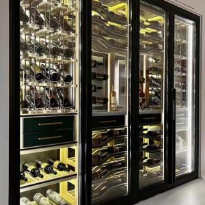 China Black Metal Wine Cabinet Floor Standing Embedded Wine Locker factory