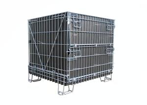 China Collapsible Welded Warehouse 2.5mm Wire Mesh Storage Cage Durable Bold Metal Bar factory