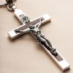 Women's and Men's Gothic Style Sterling Silver Cross Pendant Necklace with