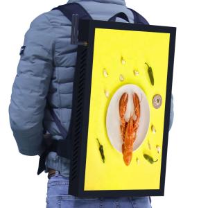 China GPS Human Walking Backpack LCD Touch Screen Digital Signage Advertising Display factory