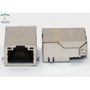 China Tab Up Latch SMT RJ45 1000Base TX Connector With Built In LED factory