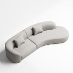 Rice White Hotel Lobby Curved Sofa Modern Interior Teddy Fabric Couch