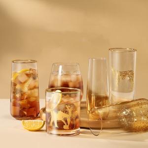 China Durable Champagne Water Glass Drinkware Cups With Gold Trim Nontoxic factory