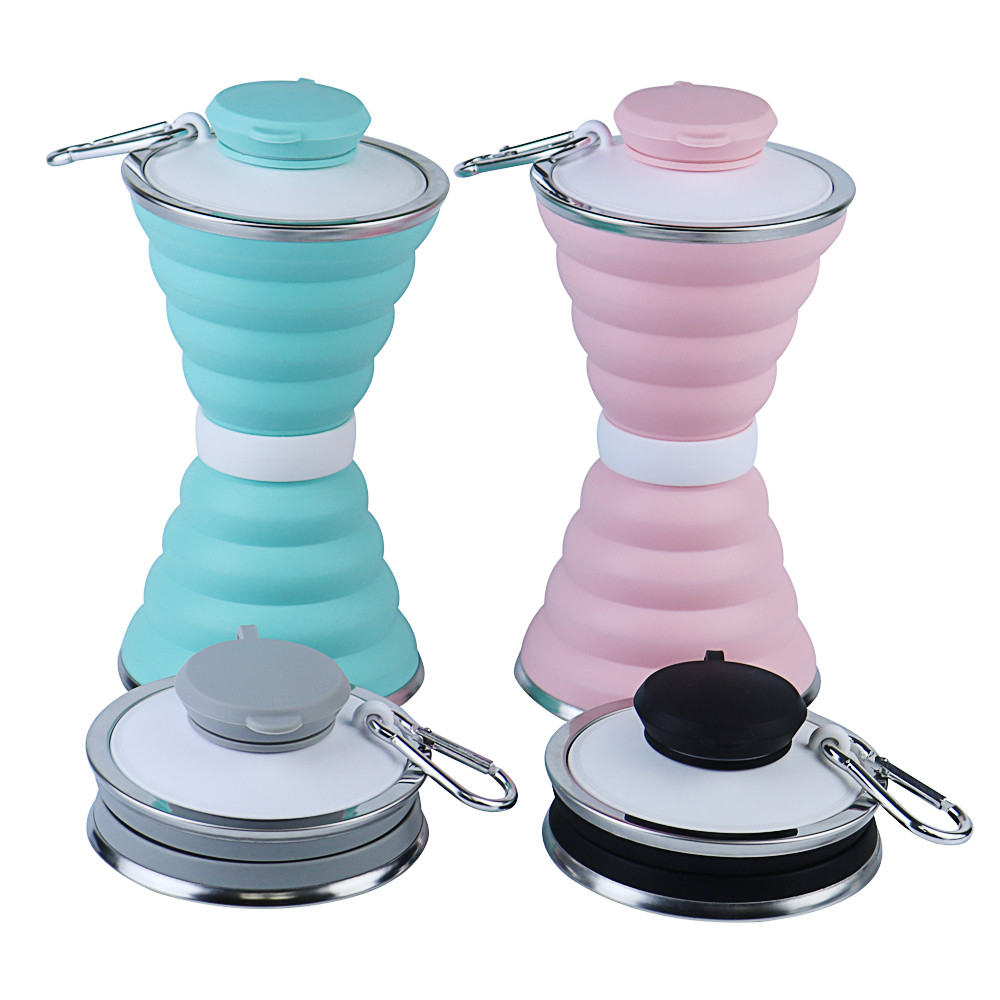 Super Thin Silicone Collapsible Water Bottles Foldable BPA Free 500ml
