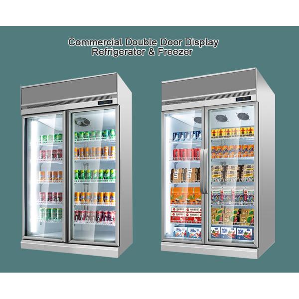 Refrigerator Promotional Double Door Fridge With Glass Door Commercial Beverage Freezer Display Fridge