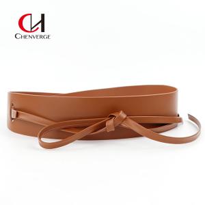 China Vintage Trench Coat Sweater Brown Ladies Leather Belt Adjustable Size factory
