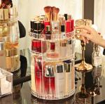 Adjustable Acrylic 360 Degree Rotating Cosmetic Organizer 4 Tier