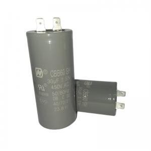 China Single Phase Water Pump Motor Capacitor CBB60 450V 30mfd With Screw Two Quick-Connect Terminals factory