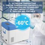 12VDC Stirling Vaccine Storage Transfer Freezer -60C Ultra Low Temperature