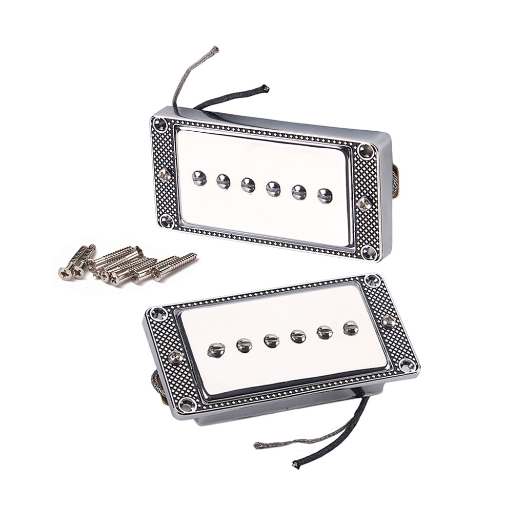 Mini Humbucker Pickups Set With Alnico 5 Magnet Silver Color Cloth Covered Output Line