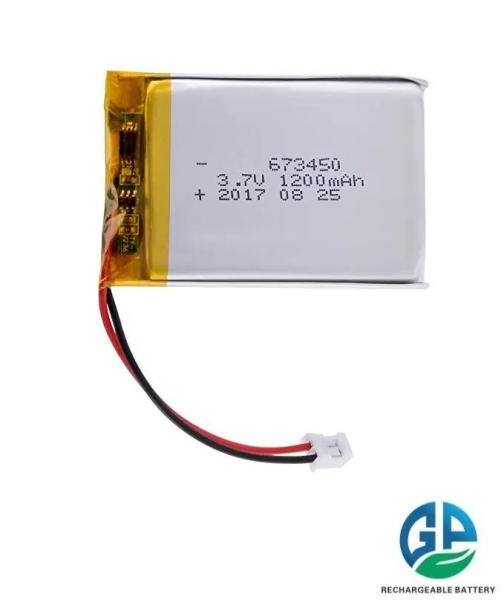 3.7v High Capacity Rechargeable 1200mah 673450 Polymer Lithium Ion Battery For