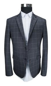 China Moden Mens Casual Blazer Jacket Slim Fit Tailored Dark Grey Check Breathable factory