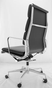 China Eco Friendly Black Genuine Leather High Back Office Chair Aluminum Alloy Frame factory