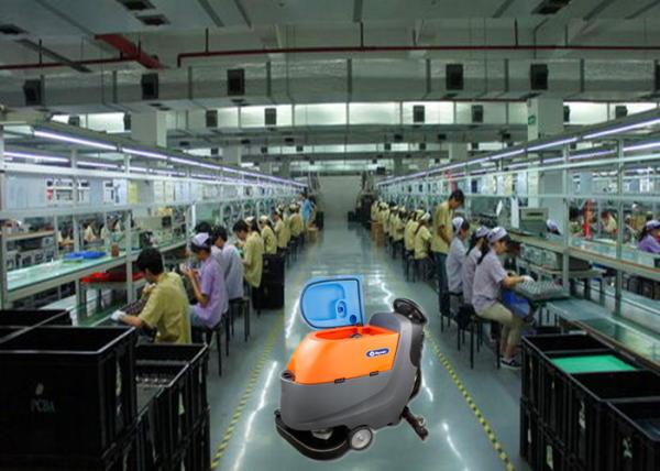 Dycon Driving Battery Powered Floor Scrubber Intelligence Operatrion With
