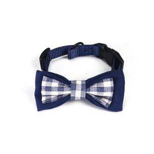 China 0.6 Inch Black And White Nylon Dog Collars And Bow Tie Dog Boy Girl factory