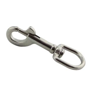 China Polished Stainless Steel Boat Chain Swivel Eye Spring Snap Hook 73mm for Heavy Industry factory