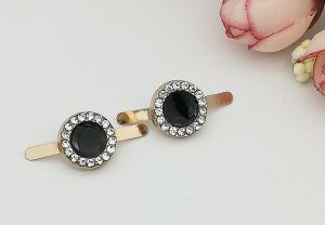 China Metal Ornaments Ladies Shoe Buckles , Gold Shoe Buckles With Little Rhinestones factory