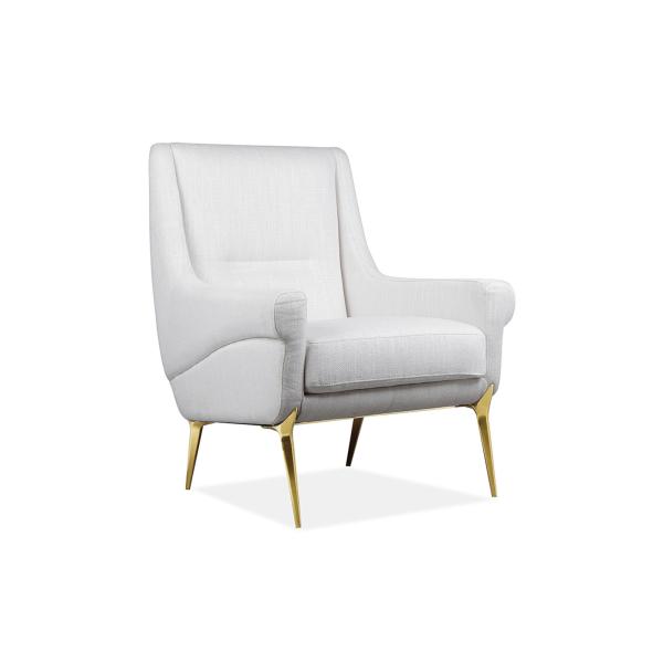 Brushed stainless steel in Champagne Gold legs with Fabric soft-packed fabric