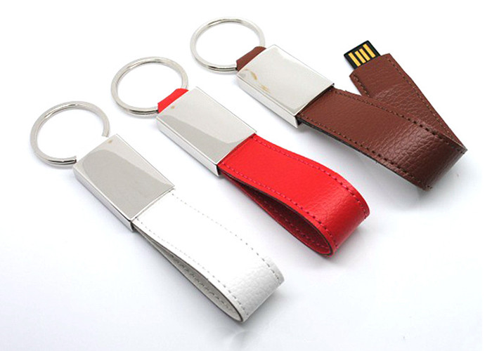 Red Usb 2.0 Flash Drive , Customized 16g Memory Stick Leather Material
