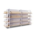 Metal And Wood Double Sided Supermarket Gondola Shelf BSCI SGS