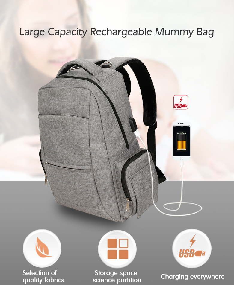 Oxford Diaper Travel Pouch Bag Backpack With Usb Charging Port 0.9kg