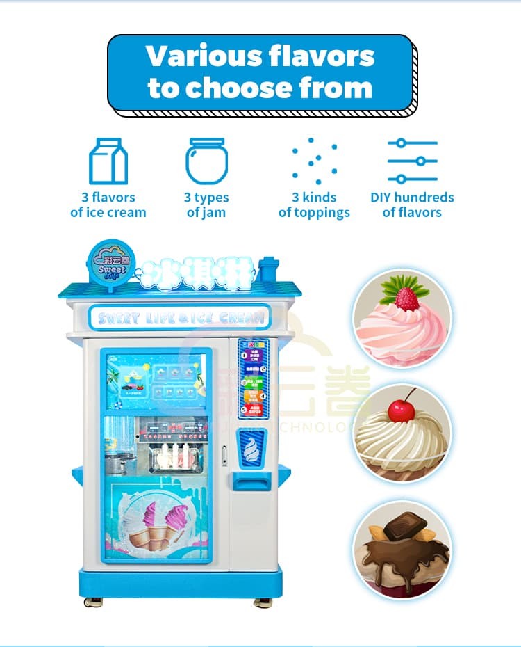 21.5 Inch Screen Automatic Soft Ice Cream Robot Vending Machine